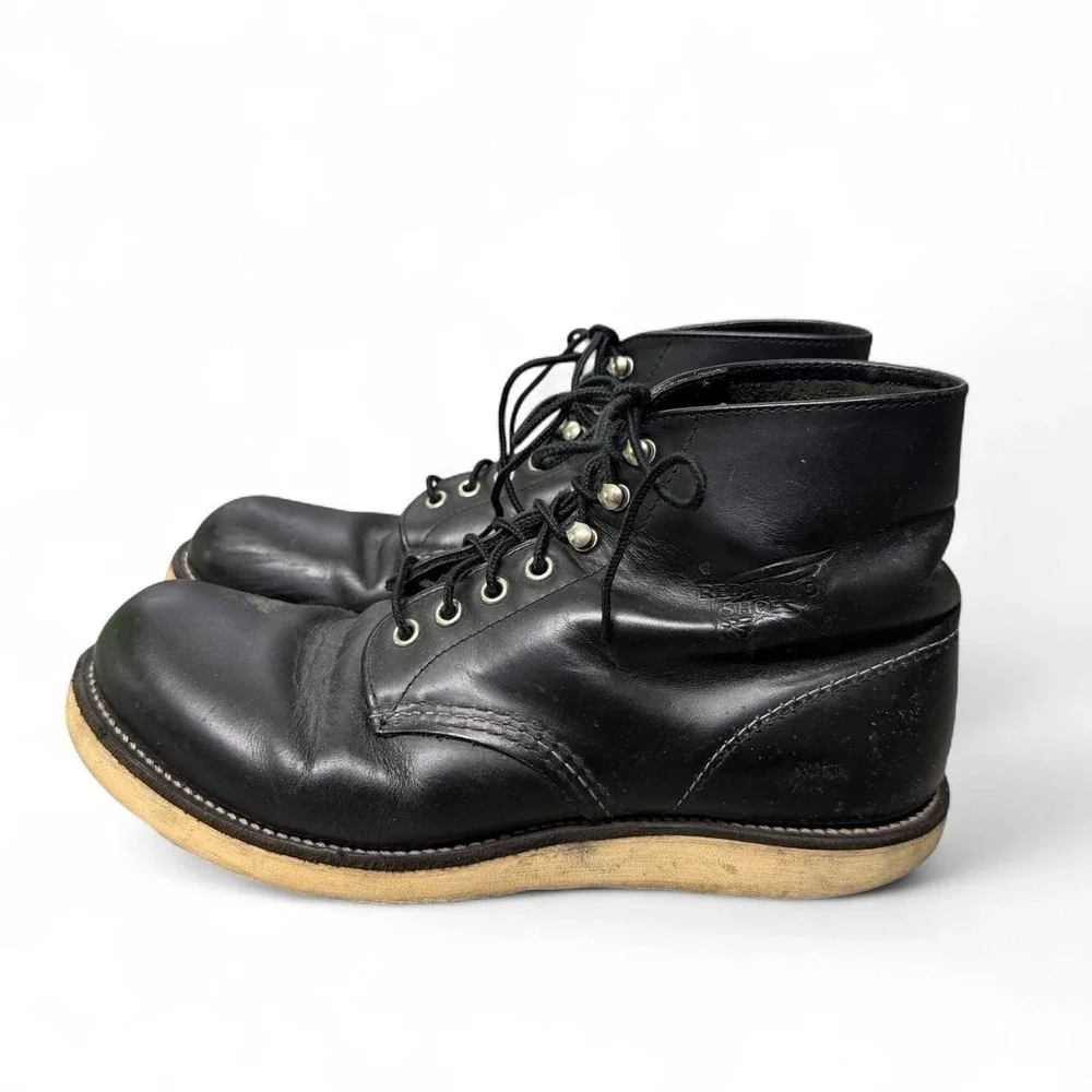 Mens Red Wing 8165 classic round toe black leather lace up boots size US 9.5